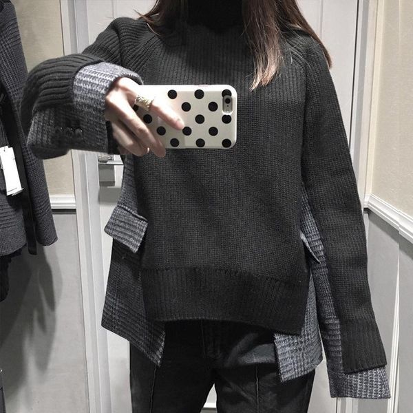 women's sweaters deat 2021 autumn winter fashion trend clothing long-sleeved solid color matching high collar long sleeve wi324, White;black
women's sweaters deat 2021 autumn winter fashion trend clothing long-sleeved solid color matching high collar long sleeve wi324, White;black