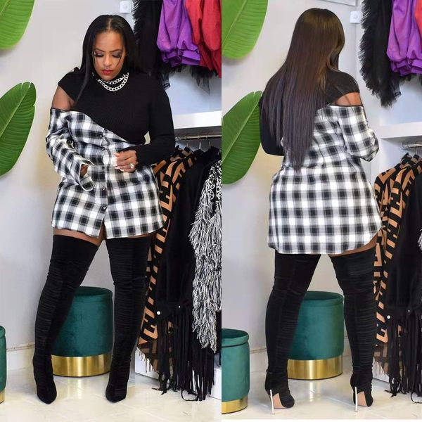 women plaid patchwork turtleneck long sleeve blouses streetwear fashion shirts plus size women 2021, White
women plaid patchwork turtleneck long sleeve blouses streetwear fashion shirts plus size women 2021, White