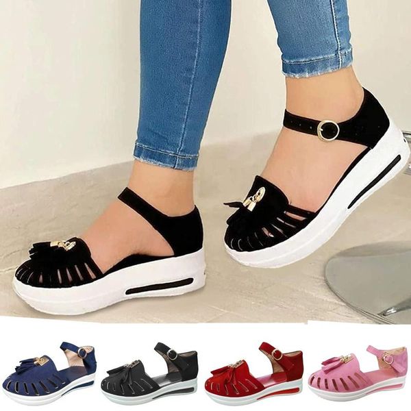 sandals summer women brand shoes platform hollow out round toe beach flat buckle strap ladies causal 2021, Black
sandals summer women brand shoes platform hollow out round toe beach flat buckle strap ladies causal 2021, Black