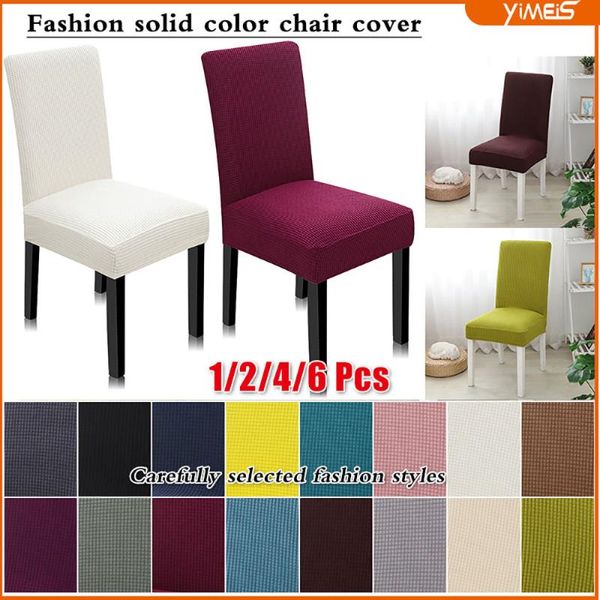 elastic chair cover jacquard spandex slipcover protector case stretch for kitchen el banquet dining seat 1/2/4/6pcs covers