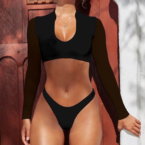 women's swimwear black women bikini push up vintage swimsuit 2021 summer beach brazilian thong set long sleeve deep v, White;black
women's swimwear black women bikini push up vintage swimsuit 2021 summer beach brazilian thong set long sleeve deep v, White;black