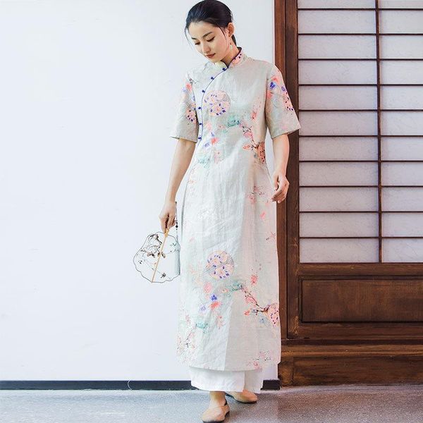 johnature women stand cotton vintage dress casual 2021 summer print floral half sleeve button chinese style cheongsam ethnic clothing, Red
johnature women stand cotton vintage dress casual 2021 summer print floral half sleeve button chinese style cheongsam ethnic clothing, Red
