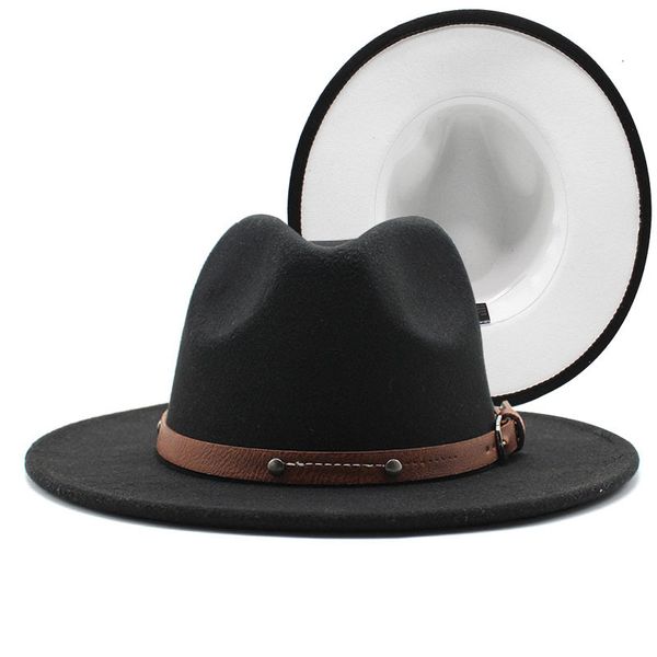 berets simple outer patchwork wool felt jazz fedora hats with thin belt buckle men women wide brim panama trilby cap 56-60cm dfdj, Blue;gray
berets simple outer patchwork wool felt jazz fedora hats with thin belt buckle men women wide brim panama trilby cap 56-60cm dfdj, Blue;gray