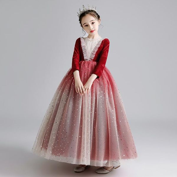 girl's dresses flower girl pearls beading sequined three quarter o-neck floor-length burgundy princess lace tulle kids party gown h205, Red;yellow
girl's dresses flower girl pearls beading sequined three quarter o-neck floor-length burgundy princess lace tulle kids party gown h205, Red;yellow