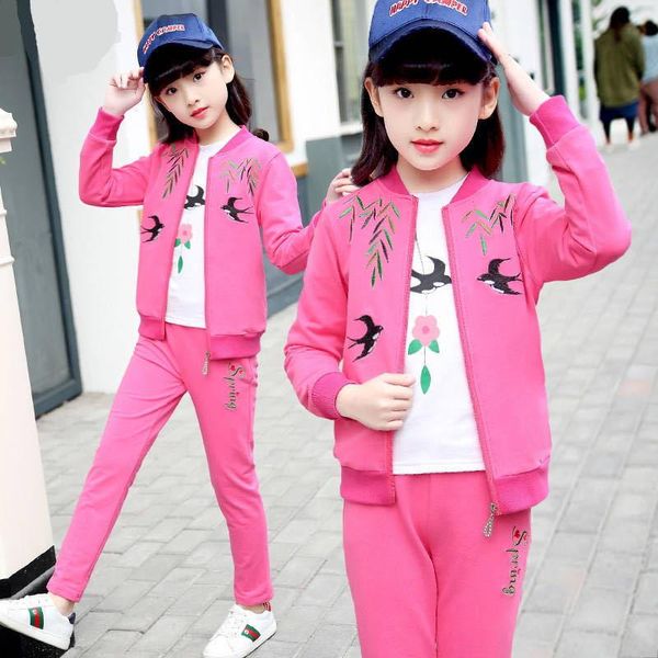 clothing sets floral kids children clothes tracksuit spring autumn girls sport suits zipper coat+pant+t shirt set 3 piece, White 
clothing sets floral kids children clothes tracksuit spring autumn girls sport suits zipper coat+pant+t shirt set 3 piece, White