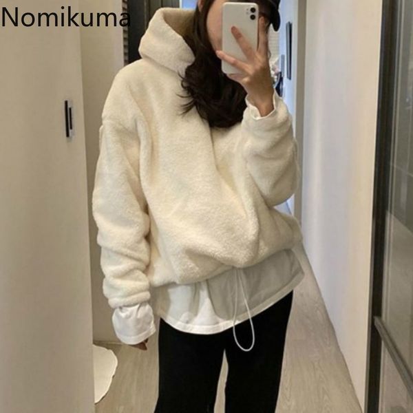 nomikuma hooded hoodies women solid color drawstring casual loose long sleeve lamb wool pullover sweatshirts chic 3d960 210514, Black
nomikuma hooded hoodies women solid color drawstring casual loose long sleeve lamb wool pullover sweatshirts chic 3d960 210514, Black