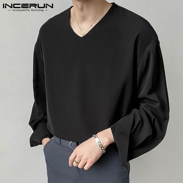 men's t-shirts incerun solid color men t shirt v neck long sleeve loose casual camiseta masculina 2021 streetwear korean leisure tee s, White;black
men's t-shirts incerun solid color men t shirt v neck long sleeve loose casual camiseta masculina 2021 streetwear korean leisure tee s, White;black