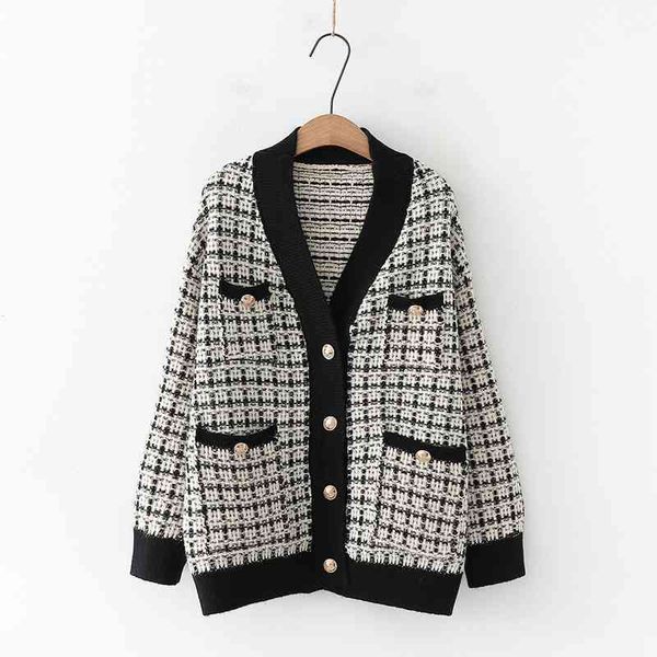 v neck button black houndstooth cardigans women autumn winter long sleeve knitted sweater female loose oversized jumpers 210521, White
v neck button black houndstooth cardigans women autumn winter long sleeve knitted sweater female loose oversized jumpers 210521, White