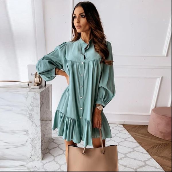 vintage ruffled front button a women dresses line long sleeve stand collar solid elegant casual mini spring, Black;gray
vintage ruffled front button a women dresses line long sleeve stand collar solid elegant casual mini spring, Black;gray