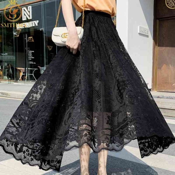 fashion elastic high waist lace long skirts womens spring and summer korean chic elegant casual big swing mujer faldas 210520, Black
fashion elastic high waist lace long skirts womens spring and summer korean chic elegant casual big swing mujer faldas 210520, Black