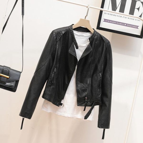 women's leather & faux sedutmo autumn slim pu jacket women short punk coat spring biker motorcycle casual outerwear ed1676, Black
women's leather & faux sedutmo autumn slim pu jacket women short punk coat spring biker motorcycle casual outerwear ed1676, Black