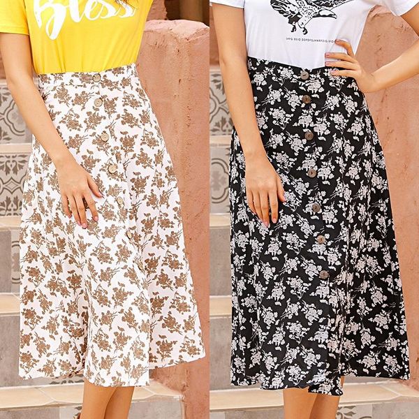 fashion women skirts casual print button mid-length irregular skirt a-line boho party elegant sundress, Black
fashion women skirts casual print button mid-length irregular skirt a-line boho party elegant sundress, Black