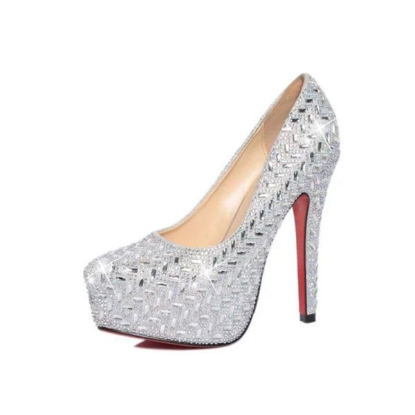 dress shoes crystal wedding large size super high heel round toe slip-on women pumps with platform for party banquet single, Black
dress shoes crystal wedding large size super high heel round toe slip-on women pumps with platform for party banquet single, Black