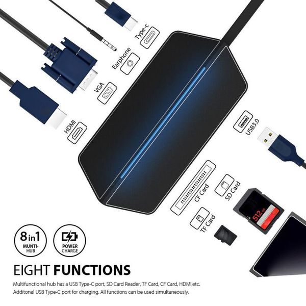 usb-c multifunctional hub type-c to 8-in-1 converter extension dock docking stations
usb-c multifunctional hub type-c to 8-in-1 converter extension dock docking stations