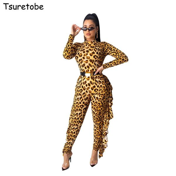women's jumpsuits & rompers tsuretobe autumn skinny women leopard print elegant ruffle romper long sleeve casual party overalls outfits, Black;white
women's jumpsuits & rompers tsuretobe autumn skinny women leopard print elegant ruffle romper long sleeve casual party overalls outfits, Black;white