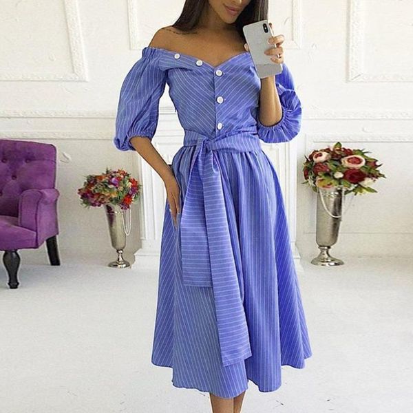 casual dresses women summer dress fashion lace up striped single-breasted off-the-shoulder high-waist, Black;gray
casual dresses women summer dress fashion lace up striped single-breasted off-the-shoulder high-waist, Black;gray