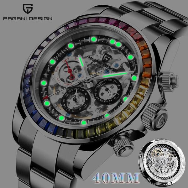 wristwatches pagani design 2021 rainbow bezel skeleton dial luxury watches mechanical automatic men watch waterproof 100m full steel, Slivery;brown
wristwatches pagani design 2021 rainbow bezel skeleton dial luxury watches mechanical automatic men watch waterproof 100m full steel, Slivery;brown