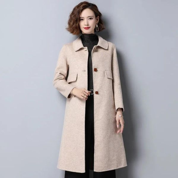 women's wool & blends double-sided woolen soat long over-the-knee autumn and winter thick coat fashionable slim, Black
women's wool & blends double-sided woolen soat long over-the-knee autumn and winter thick coat fashionable slim, Black