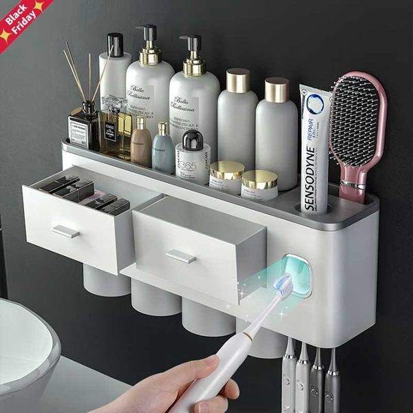 bathroom accessories organizer set automatic toothpaste dispenser toothbrush holder with cup wall mount toiletries storage bath accessory
bathroom accessories organizer set automatic toothpaste dispenser toothbrush holder with cup wall mount toiletries storage bath accessory
