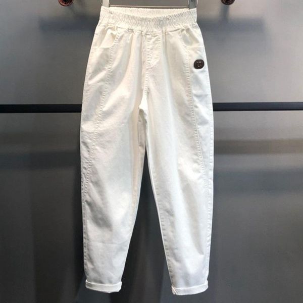 women's pants & capris tik tok live stream high waist loose casual harem summer elastic straight ankle-tied cropped, Black;white