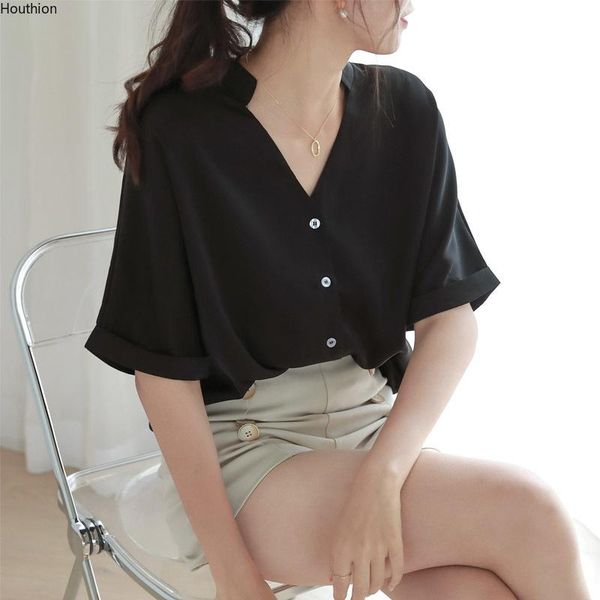 women's blouses & shirts fashion casual solid color blouse loose chiffon v-neck shirt short sleeve korean summer, White
women's blouses & shirts fashion casual solid color blouse loose chiffon v-neck shirt short sleeve korean summer, White