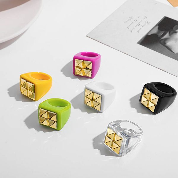 fashion novelty punk design square ring with gilding decoration candy colors finger rings, Golden;silver
fashion novelty punk design square ring with gilding decoration candy colors finger rings, Golden;silver