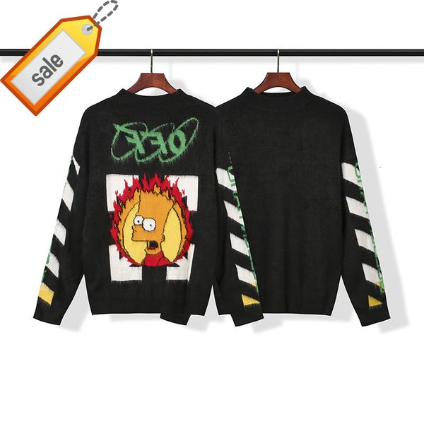 simpson off flame chao brand arrow black mohair round neck pullover knitted sweater, White;black
simpson off flame chao brand arrow black mohair round neck pullover knitted sweater, White;black