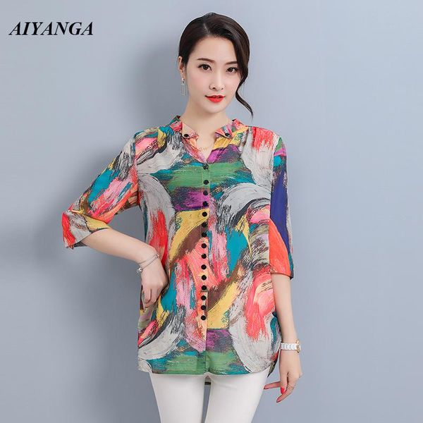 women's blouses & shirts l-3xl 4xl 2021 spring summer mother's shirt fashion print blouse medium long ladies plus size female, White
women's blouses & shirts l-3xl 4xl 2021 spring summer mother's shirt fashion print blouse medium long ladies plus size female, White