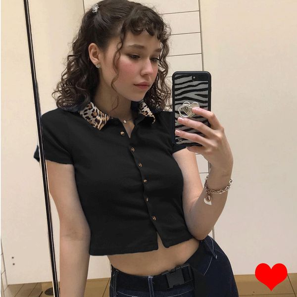 polo black knitted shirt shreds leopard print for vintage women summer button t short harajuku graphic t-shirts, White
polo black knitted shirt shreds leopard print for vintage women summer button t short harajuku graphic t-shirts, White