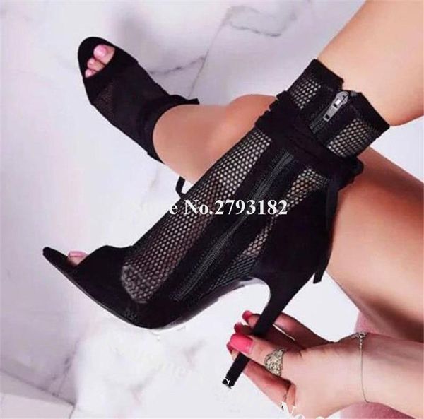 boots western fashion peep toe suede leather pachtowk mesh stiletto heel short gladiator ankle strap high heels booties 3vk8, Black
boots western fashion peep toe suede leather pachtowk mesh stiletto heel short gladiator ankle strap high heels booties 3vk8, Black