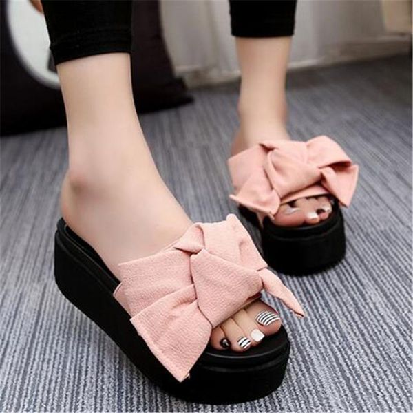 women thick sole bow slippers platform wedge fashion appliques beach slides summer ladies mules clog shoes girl black red green
women thick sole bow slippers platform wedge fashion appliques beach slides summer ladies mules clog shoes girl black red green