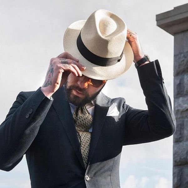 wide brim hats man women caps jazz panama beach summer casual trilby large sun hat with black ribbon, Blue;gray
wide brim hats man women caps jazz panama beach summer casual trilby large sun hat with black ribbon, Blue;gray