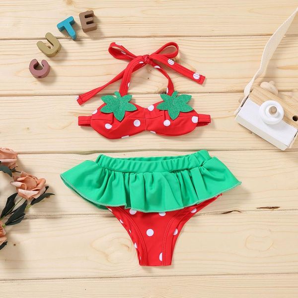 one-pieces fashion toddler girls kids swimsuit fruit cartoon beach bandage cute bikini split suit for baby girl maiô infantil, Black