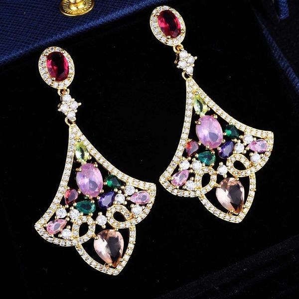 Dangle & Chandelier Luxury Boho Style Fan-Shape Multicolor Crystal Wedding Earring For Women Engagement Charm Zircon Jewelry Wholesale Earri, Silver
Dangle & Chandelier Luxury Boho Style Fan-Shape Multicolor Crystal Wedding Earring For Women Engagement Charm Zircon Jewelry Wholesale Earri, Silver