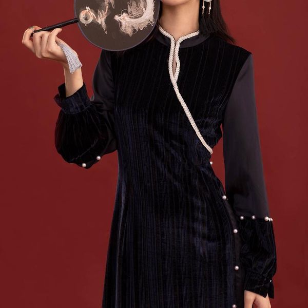 remark customization cheongsam long black female chinese wind modified dress 2021 autumn wear sleeve xuanzhu ethnic clothing, Red
remark customization cheongsam long black female chinese wind modified dress 2021 autumn wear sleeve xuanzhu ethnic clothing, Red
