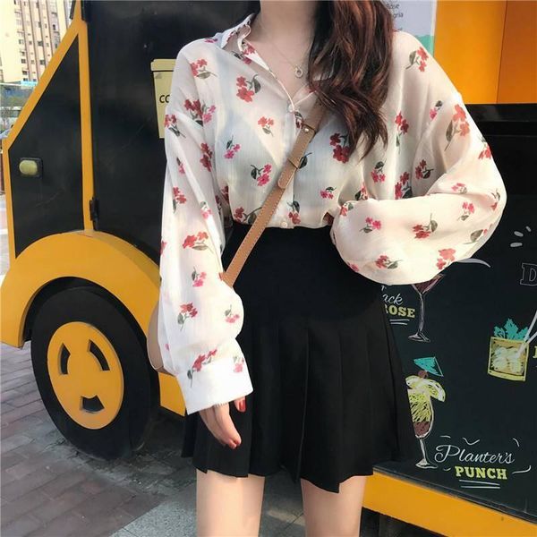 women's blouses & shirts 2021 women korean fashion spring loose floral chiffon blouse see through vintage female woman, White
women's blouses & shirts 2021 women korean fashion spring loose floral chiffon blouse see through vintage female woman, White