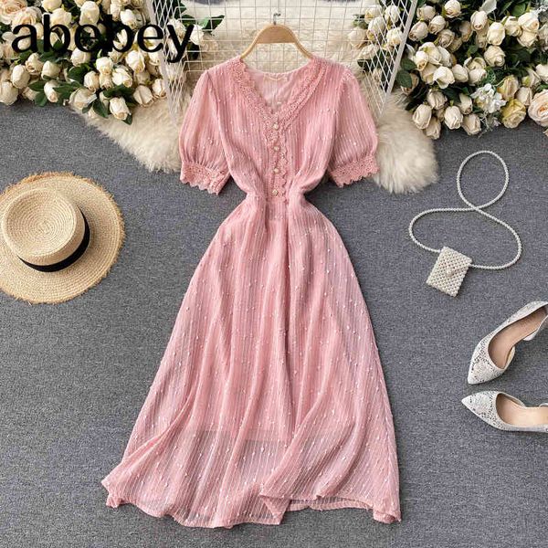 women elegant french dress lace v neck short sleeve up solid a-line es spring fashion streetwear midi 210512, Black;gray
women elegant french dress lace v neck short sleeve up solid a-line es spring fashion streetwear midi 210512, Black;gray