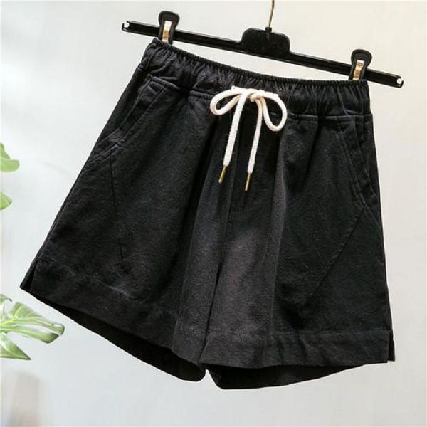 women's shorts womens fashion temperament elastic waist frenulum summer ladies cotton and linen females wide leg pants ab24, White;black
women's shorts womens fashion temperament elastic waist frenulum summer ladies cotton and linen females wide leg pants ab24, White;black