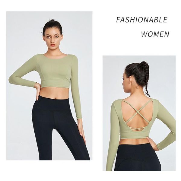 yoga outfits t-shirt women sport gym wear backless long sleeve crop padded sports bra solid fitness running clothes, White;red
yoga outfits t-shirt women sport gym wear backless long sleeve crop padded sports bra solid fitness running clothes, White;red