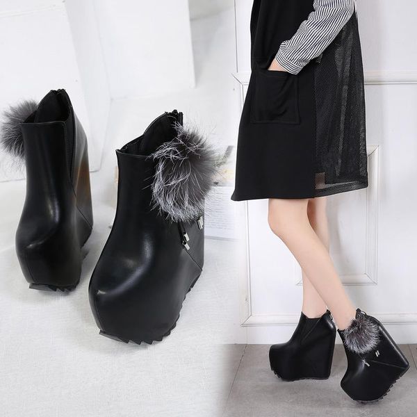 boots 18cm20cm super high heel slope inside shoes short hate sky thick soled women's leather, Black
boots 18cm20cm super high heel slope inside shoes short hate sky thick soled women's leather, Black