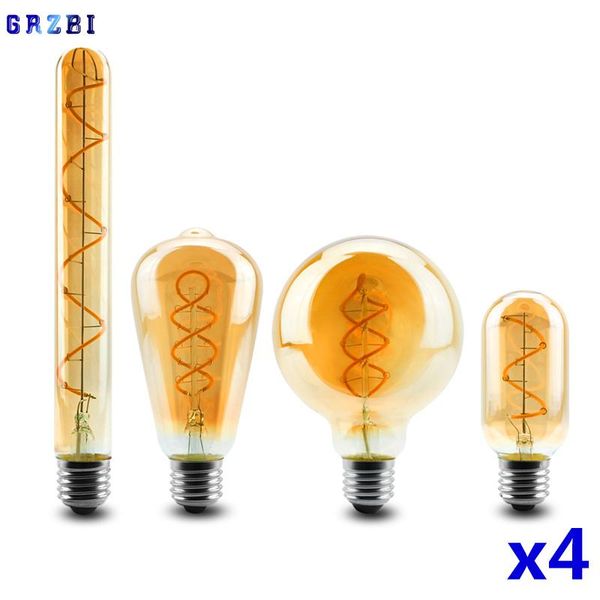 bulbs 4pcs/lot retro spiral filament led bulb a60 c35 st64 t45 g80 g95 g125 t1225 4w e27 220v edison lamp 2200k warm yellow light
bulbs 4pcs/lot retro spiral filament led bulb a60 c35 st64 t45 g80 g95 g125 t1225 4w e27 220v edison lamp 2200k warm yellow light