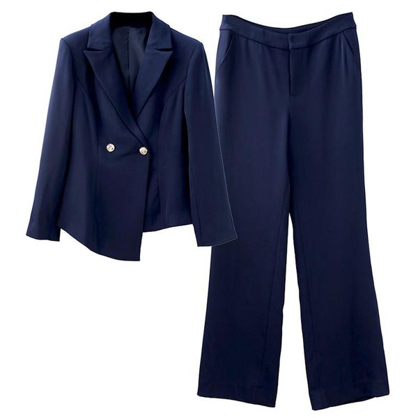 women's two piece pants business wear plus size suit two-piece elegant double breasted ladies jacket slim trousers, White
women's two piece pants business wear plus size suit two-piece elegant double breasted ladies jacket slim trousers, White