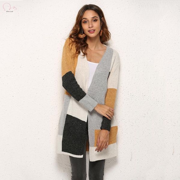 women's sweaters afire leaf casual patchwork cardigan v-neck long sweater, White;black
women's sweaters afire leaf casual patchwork cardigan v-neck long sweater, White;black