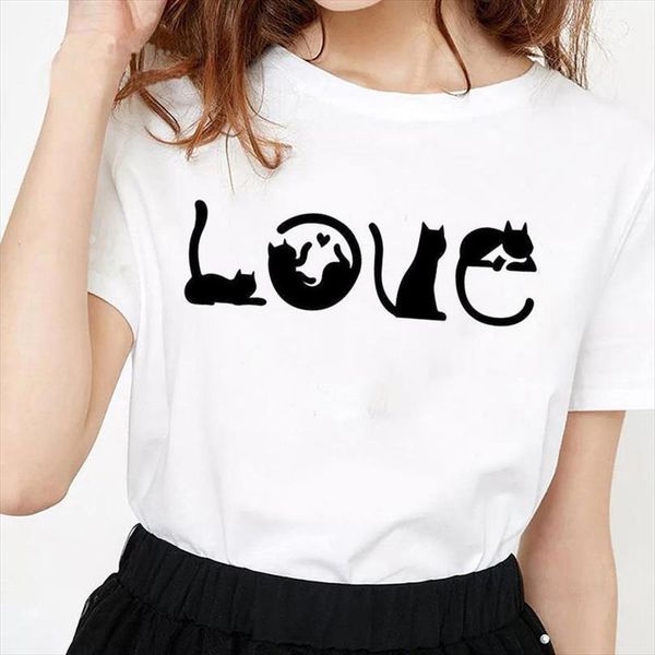 love cat print and mens women womens short sleeve o neck loose tee female clothes camisetas mujer, White;black
love cat print and mens women womens short sleeve o neck loose tee female clothes camisetas mujer, White;black