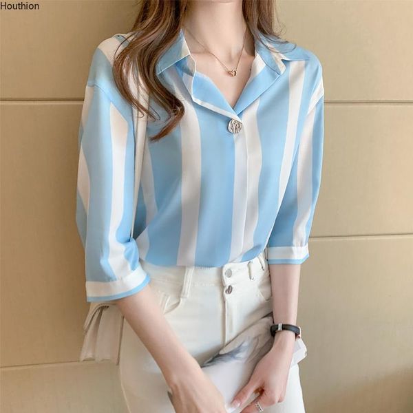 women's blouses & shirts chiffon casual shirt korean loose plus size fashion stripe summer lady short sleeve houthion, White
women's blouses & shirts chiffon casual shirt korean loose plus size fashion stripe summer lady short sleeve houthion, White