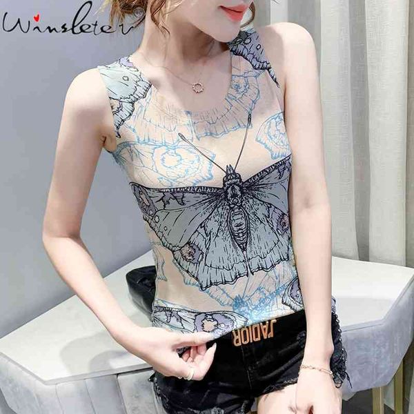 women's tanks & camis summer korean clothes thin vest fashion o-neck print butterfly women sleeveless bottoming shirt sl, White
women's tanks & camis summer korean clothes thin vest fashion o-neck print butterfly women sleeveless bottoming shirt sl, White