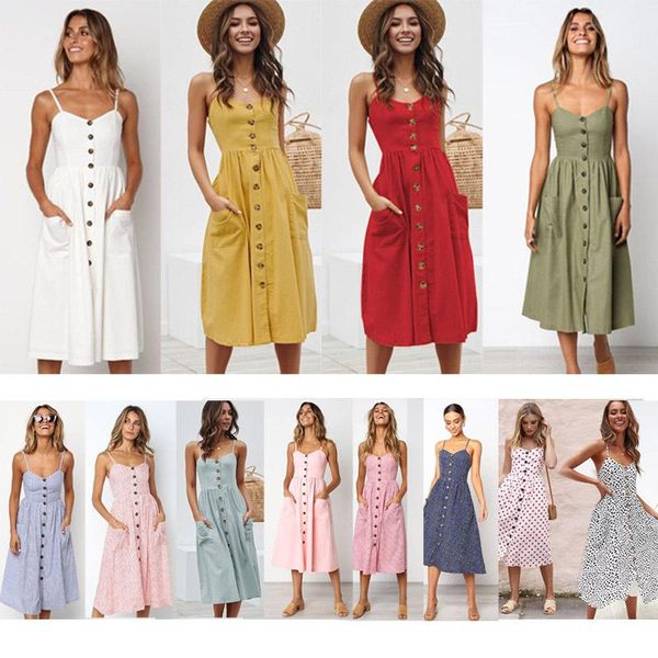 casual dresses women's summer midi dress boho style halter sleeveless button striped polka dot solid pocket, Black;gray
casual dresses women's summer midi dress boho style halter sleeveless button striped polka dot solid pocket, Black;gray