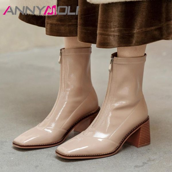 boots annymoli patent leather high heel short women ankle shoes square toe chunky heels zip female autumn winter 40, Black
boots annymoli patent leather high heel short women ankle shoes square toe chunky heels zip female autumn winter 40, Black