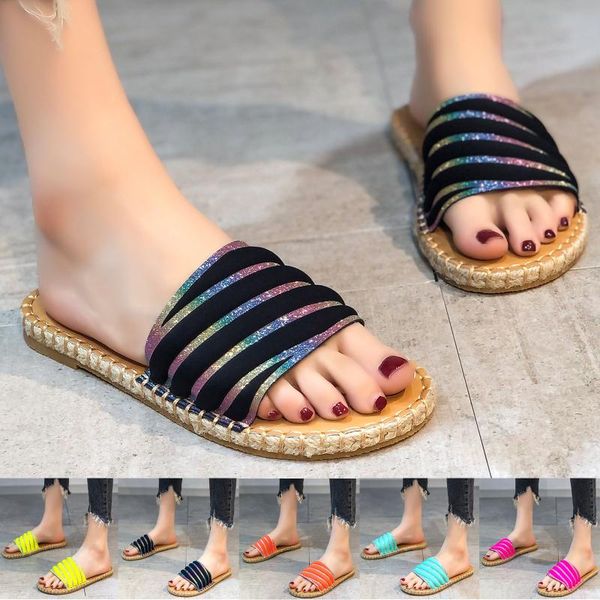 women fashion casual flat crystal paillette beach slip on slippers shoes slides flip flops sandals ladies, Black
women fashion casual flat crystal paillette beach slip on slippers shoes slides flip flops sandals ladies, Black