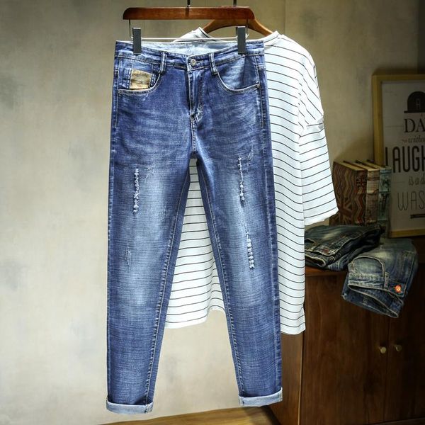 men's jeans korean version slim fit selvedge denim tear indigo casual mens leisure streetwear blue
men's jeans korean version slim fit selvedge denim tear indigo casual mens leisure streetwear blue